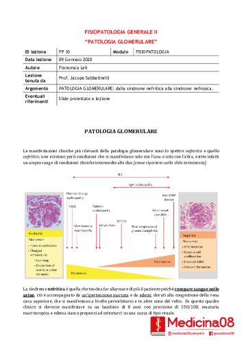FP10 GLOMERULONEFRITI